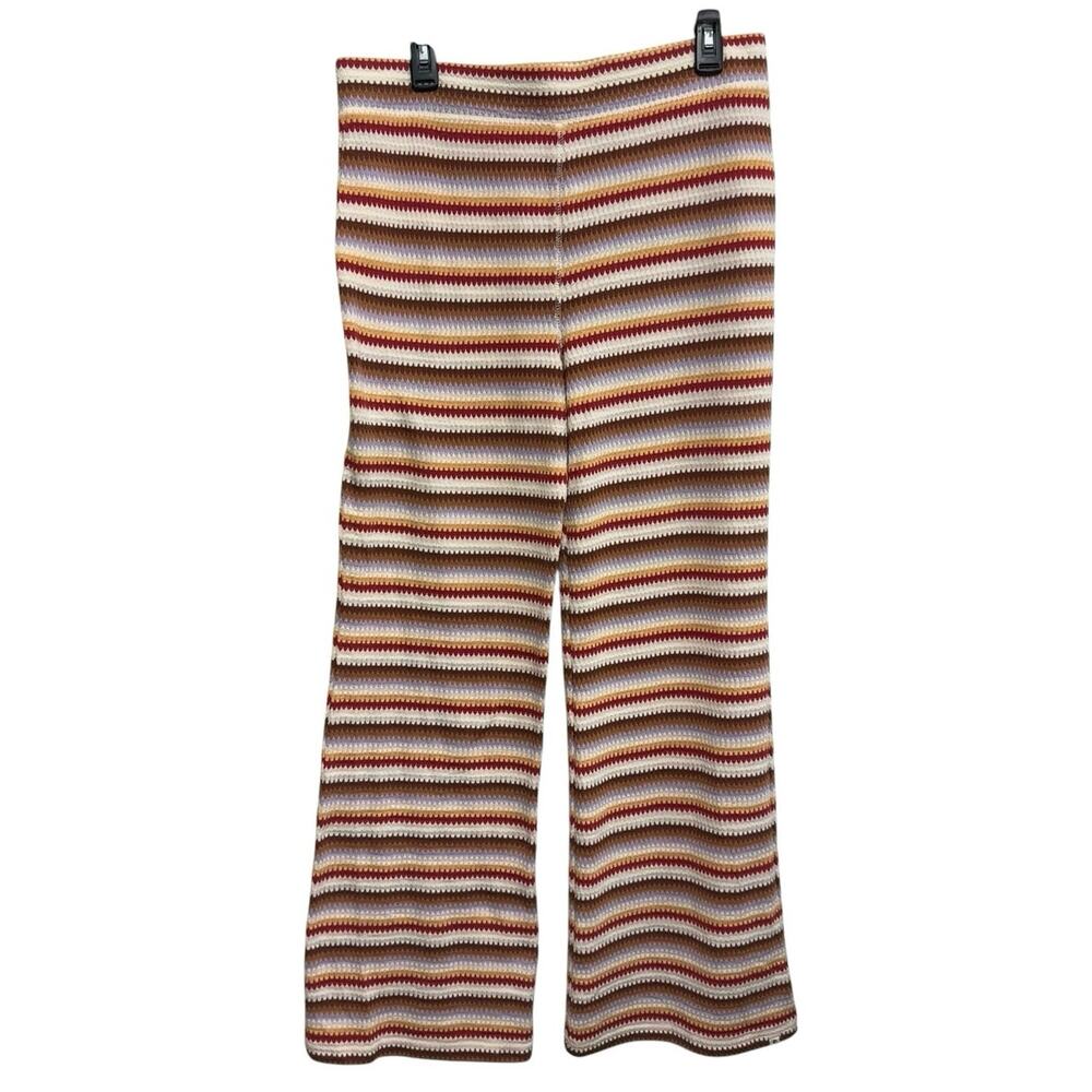 Rip Curl Crochet Knit Flare Pants Striped Boho Festival Women's L